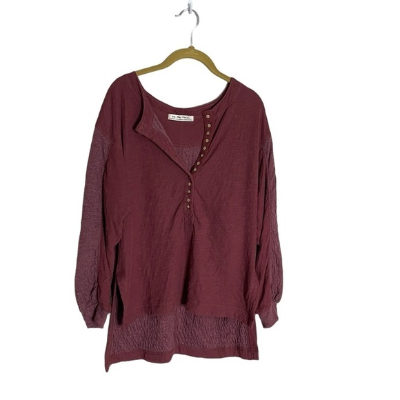 We the Free Red Slouchy Oversized Button Blouse XS - Picture 1 of 6